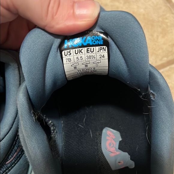 Hoka Blue and Pink Athletic Shoes with Maximalist Cushioning - Picture 5 of 6